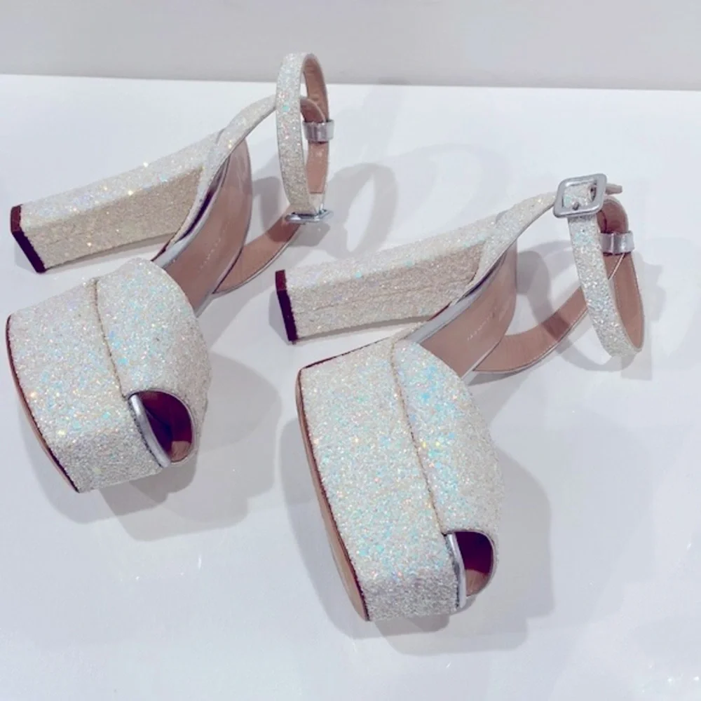 Giuseppe Zanotti Iridescent Glitter Platform Sandals